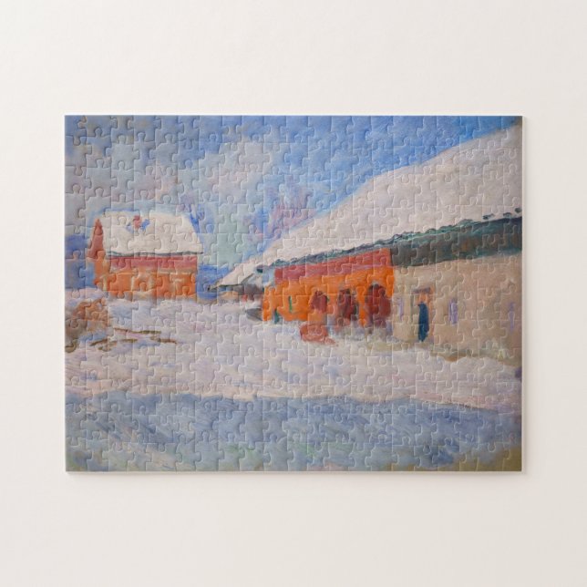Quebra-cabeça Claude Monet - Noruega, Casas Vermelhas em Bjorneg (Horizontal)