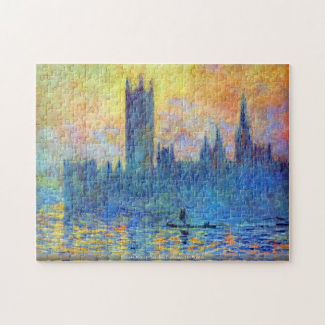 Quebra-cabeça Claude Monet - o parlamento de Londres no inverno (Horizontal)