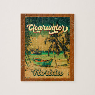 Quebra-cabeça Clearwater Beach Flórida Palm Tree Souvenirs 60s