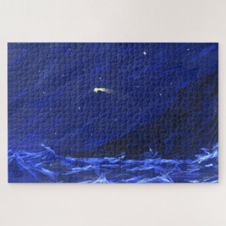 Quebra-cabeça Cliff do Oceano Céu Noturno Atirar na Canvas das E