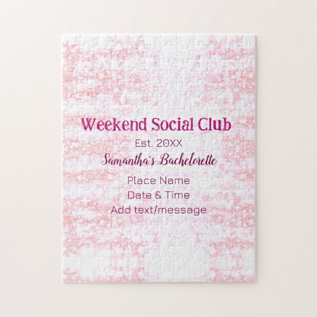 Quebra-cabeça Clube social de fim de semana rosa brilho despedid (Vertical)