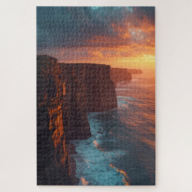 Quebra-cabeça Coastal Cliff Sunset Jigsaw Puzzle (Vertical)