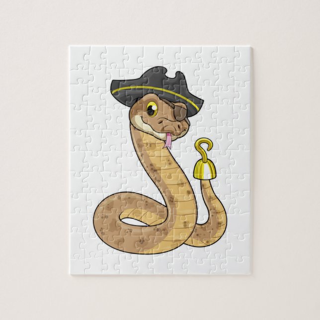 Quebra-cabeça Cobra como Pirata com gancho de mão e tapa-olho (Vertical)
