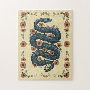 Quebra-cabeça Cobra Floral (azul)