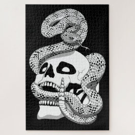 Quebra-cabeça Cobra preto e branco gótico e arte escura crônica
