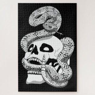 Quebra-cabeça Cobra preto e branco gótico e arte escura crônica