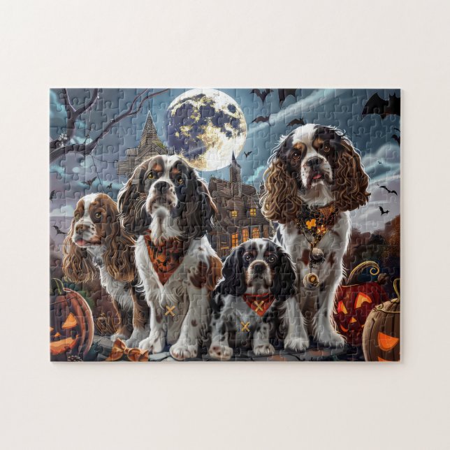 Quebra-cabeça Cocker Spaniel Halloween Assustador (Horizontal)