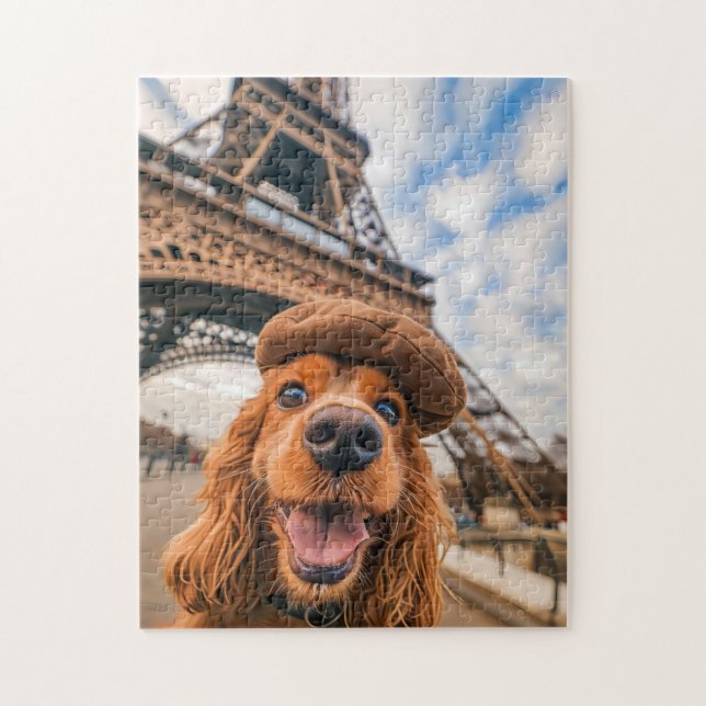 Quebra-cabeça Cocker Spaniel King Charles em Paris (Vertical)