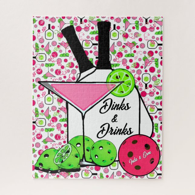 Quebra-cabeça Cocktails de Pickleball Dinks e Drinks Personaliza (Vertical)