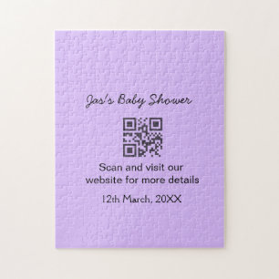 Quebra-cabeça Código QR de chá de bebê simples roxo adicionar no