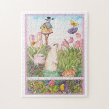 Coelhinho Whimsical em Primavera Garden
