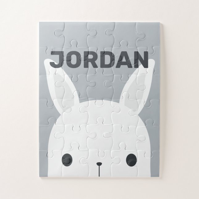 Quebra-cabeça Coelho Bonito com Nome Personalizado (Vertical)