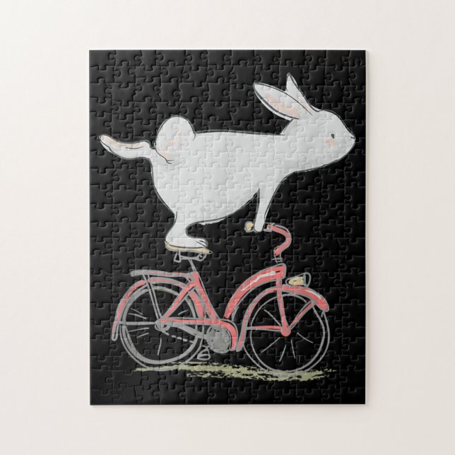 Quebra-cabeça Coelho Bonito Na Bicicleta De Ciclo De Bicicleta (Vertical)