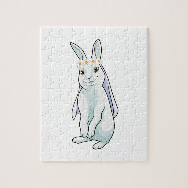 Quebra-cabeça Coelho como Noiva com Coroa de flores (Vertical)