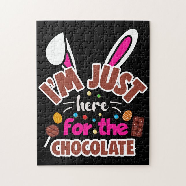 Quebra-cabeça Coelho da Páscoa Estou aqui apenas pelo Chocolate (Vertical)