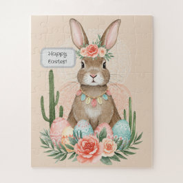 Quebra-cabeça Coelho de Páscoa Boho Caprichoso Pastel