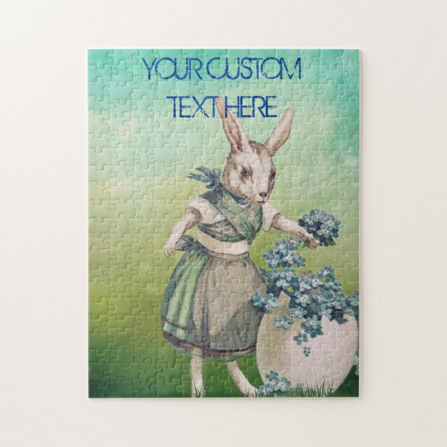 Quebra-cabeça Coelho de PÁSCOA Vintage Personalizado Rústico (Vertical)
