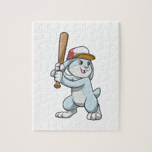 Quebra-cabeça Coelho no Baseball com Baco de Baseball