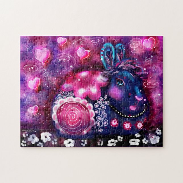 Quebra-cabeça Coelho Whimsso 'Glamor Bunny' Rosa Púrpura (Horizontal)