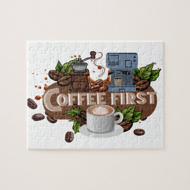 Quebra-cabeça Coffee First – Morning Motivation for True Caffein (Horizontal)