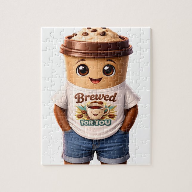 Quebra-cabeça Coffee Man – Design Divertido para Verdadeiros Rei (Vertical)