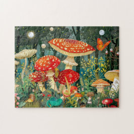 Quebra-cabeça Cogumelos Amanita Muscaria Sob a Luz da Lua Cheia