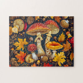 Quebra-cabeça Cogumelos Amanita Muscaria sob a Luz da Lua Cheia