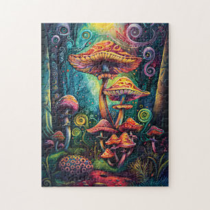 Quebra-cabeça Cogumelos Psicodélicos Funky Colorful Trabalho de