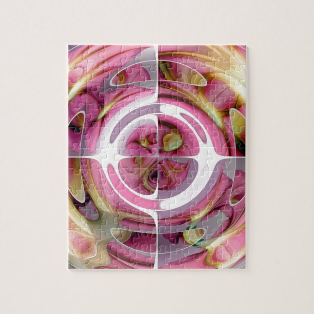 Quebra-cabeça Colagem abstrata da tangerina e do rosa (Vertical)