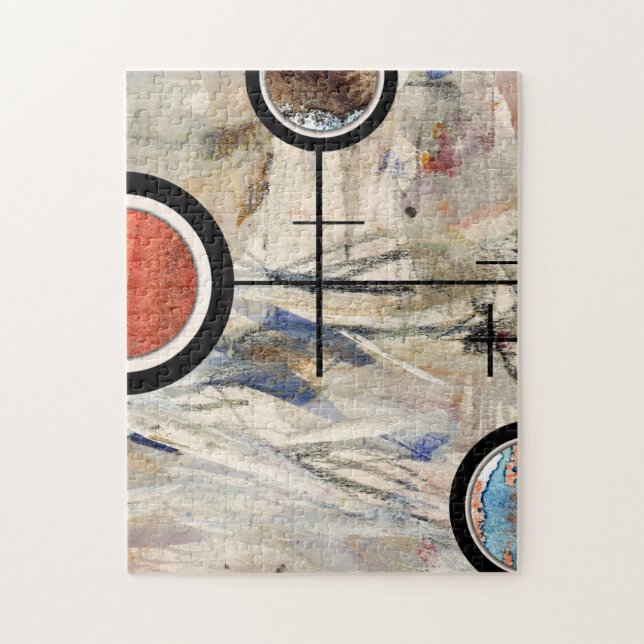 Quebra-cabeça colagem da arte abstracta, meios mistos e aguarela (Vertical)