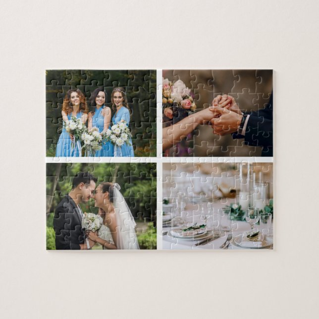 Quebra-cabeça Colagem de 4 Fotos de Casamento Favoritas (Horizontal)