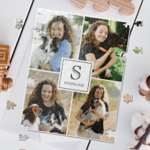 Colagem de 4 Fotos Personalizada com Monograma e N