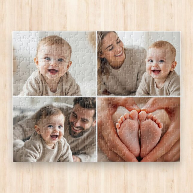 Quebra-cabeça Colagem de 4 Fotos Personalizada de Bebê Fofo  (Criador carregado)