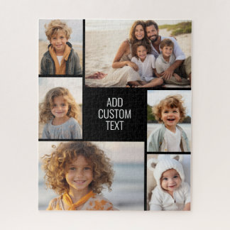 Quebra-cabeça Colagem de 6 fotos - fundo preto - texto branco