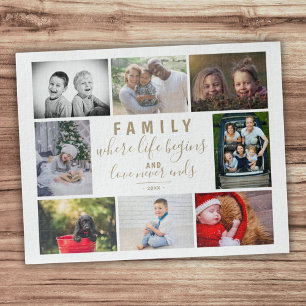 Quebra-cabeça Colagem de Fotografias da Família 8 Dizendo Script
