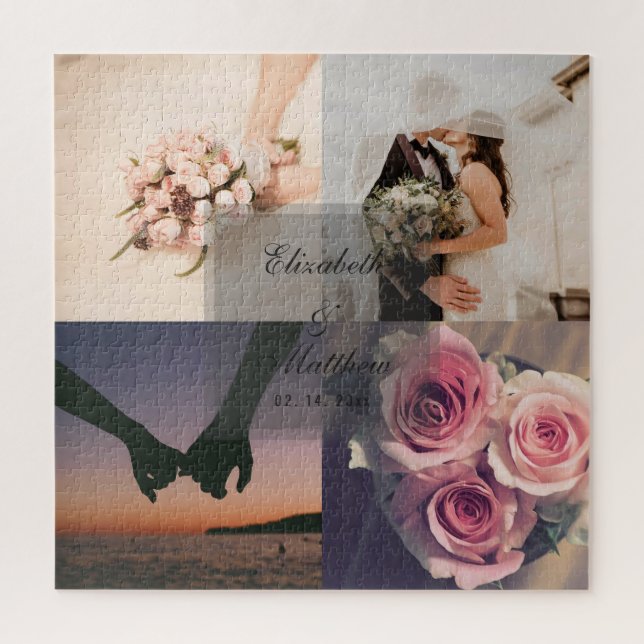 Quebra-cabeça Colagem de Fotografias de Casamento e Aniversário (Vertical)