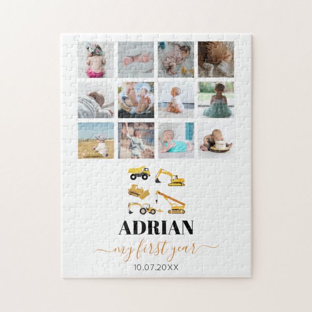 Quebra-cabeça Colagem de Fotografias do Bebê no Primeiro Ano (Vertical)