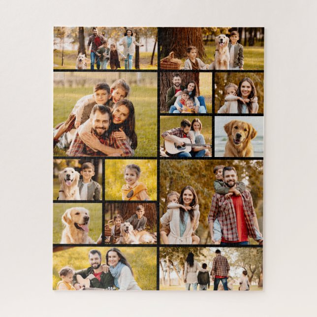 Quebra-cabeça Colagem de Fotografias Simples Preto (Vertical)