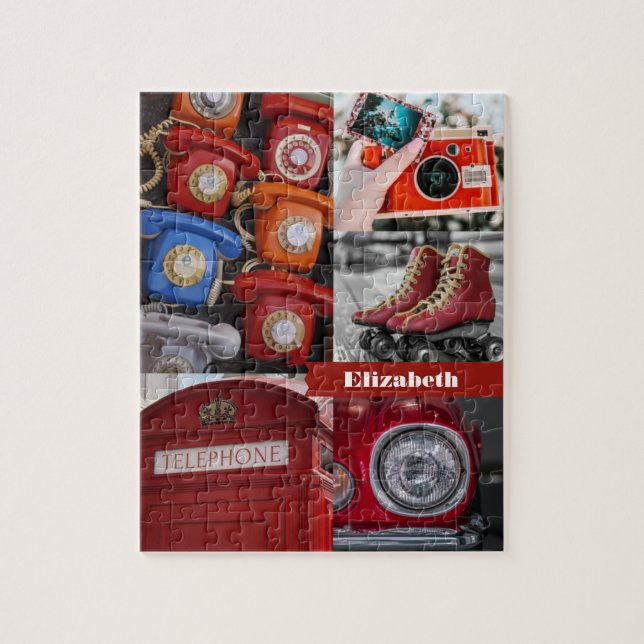 Quebra-cabeça Colagem de Fotos Aestéticas Vermelhas Coloridas (Vertical)