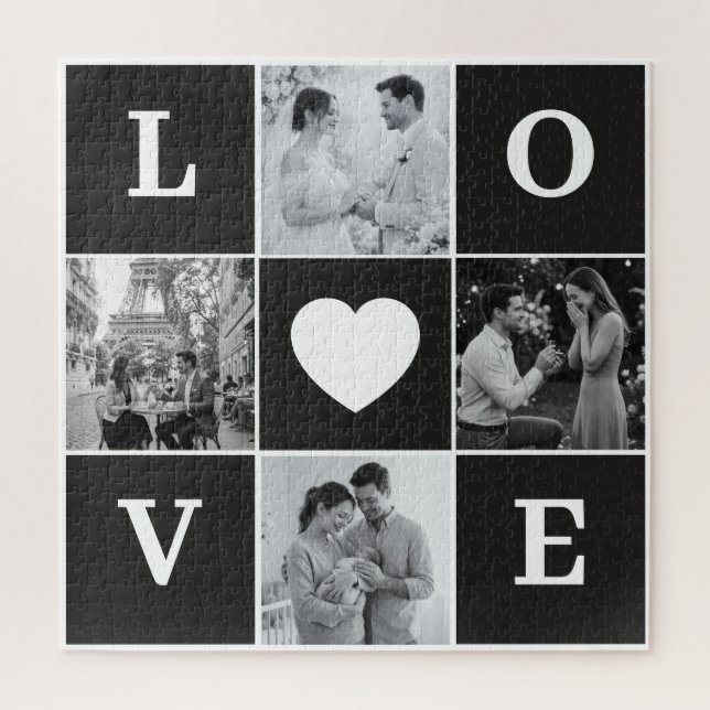 Quebra-cabeça Colagem de Fotos "AMOR" Personalizada (Vertical)