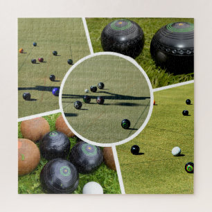 Quebra-cabeça Colagem de Fotos Cinco Imagens do Lawn Bowls, Jigs