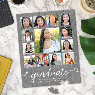 Quebra-cabeça Colagem de Fotos com Corações de Graduação Cinza K