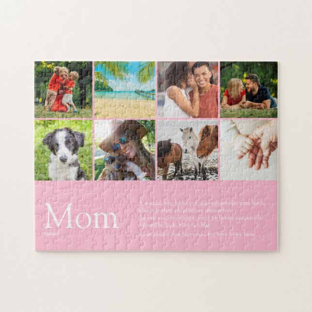 Quebra-cabeça Colagem de Fotos com Definição de Mãe Rosa (Horizontal)