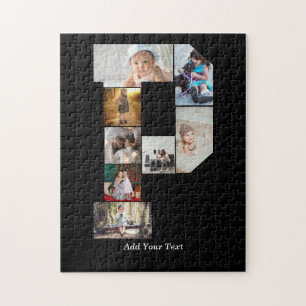 Quebra-cabeça Colagem de Fotos com Letra P em Preto e Branco