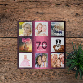 Quebra-cabeça Colagem de fotos com nome burgundy de 70 aniversár