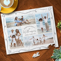 Colagem de Fotos da Família Cinza Desenhos à Mão C
