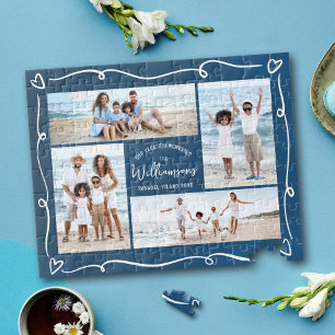 Quebra-cabeça Colagem de Fotos da Família Navy com Corações Dese