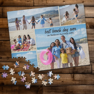 Quebra-cabeça Colagem de Fotos da Família no Dia de Praia