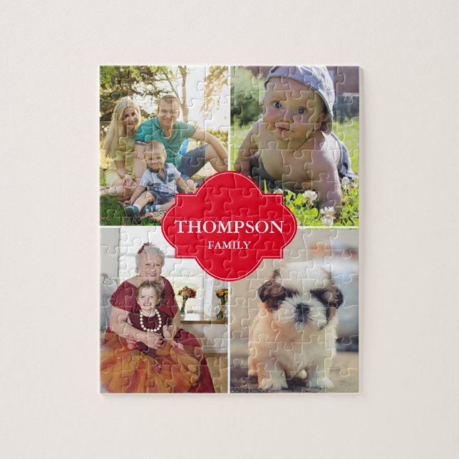 Quebra-cabeça Colagem de Fotos da Família Vermelha Natal (Vertical)