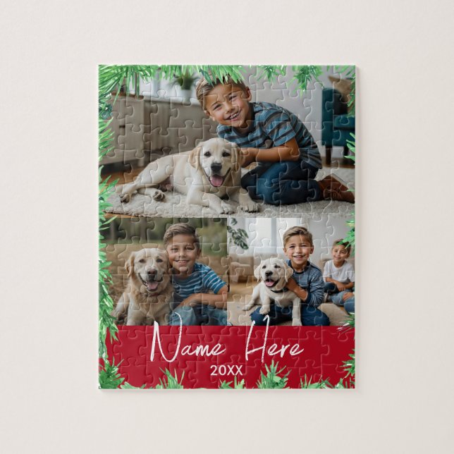 Quebra-cabeça Colagem de Fotos de Pet Divertida no Natal (Vertical)